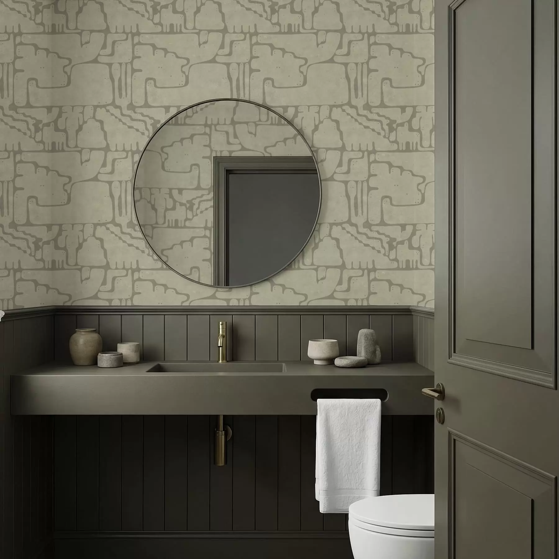 murais de parede Padrão abstrato leve com formas suaves a01122v2