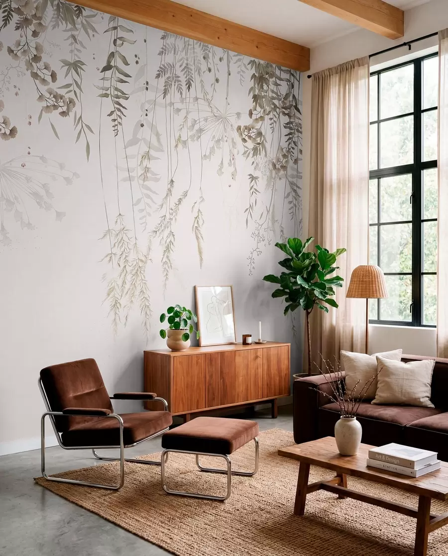 murais de parede Pendurar plantas silvestres em um fundo claro w05320