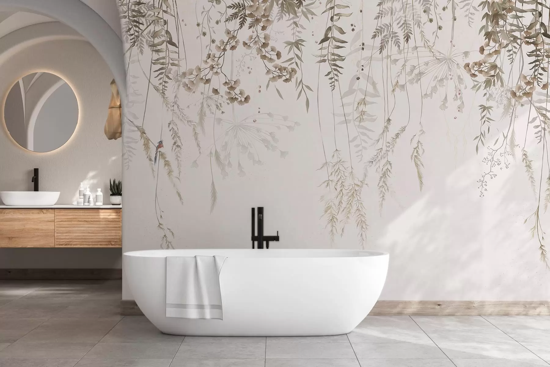 murais de parede Pendurar plantas silvestres em um fundo claro w05320