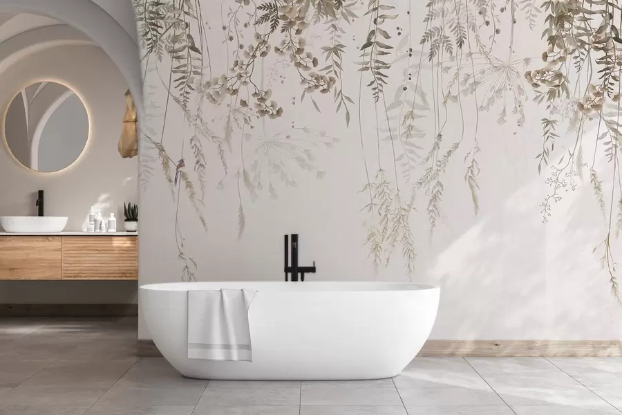 murais de parede Pendurar plantas silvestres em um fundo claro w05320