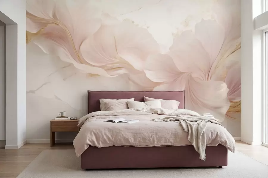 murais de parede Flores em tons suaves de rosa sobre um fundo claro w05357