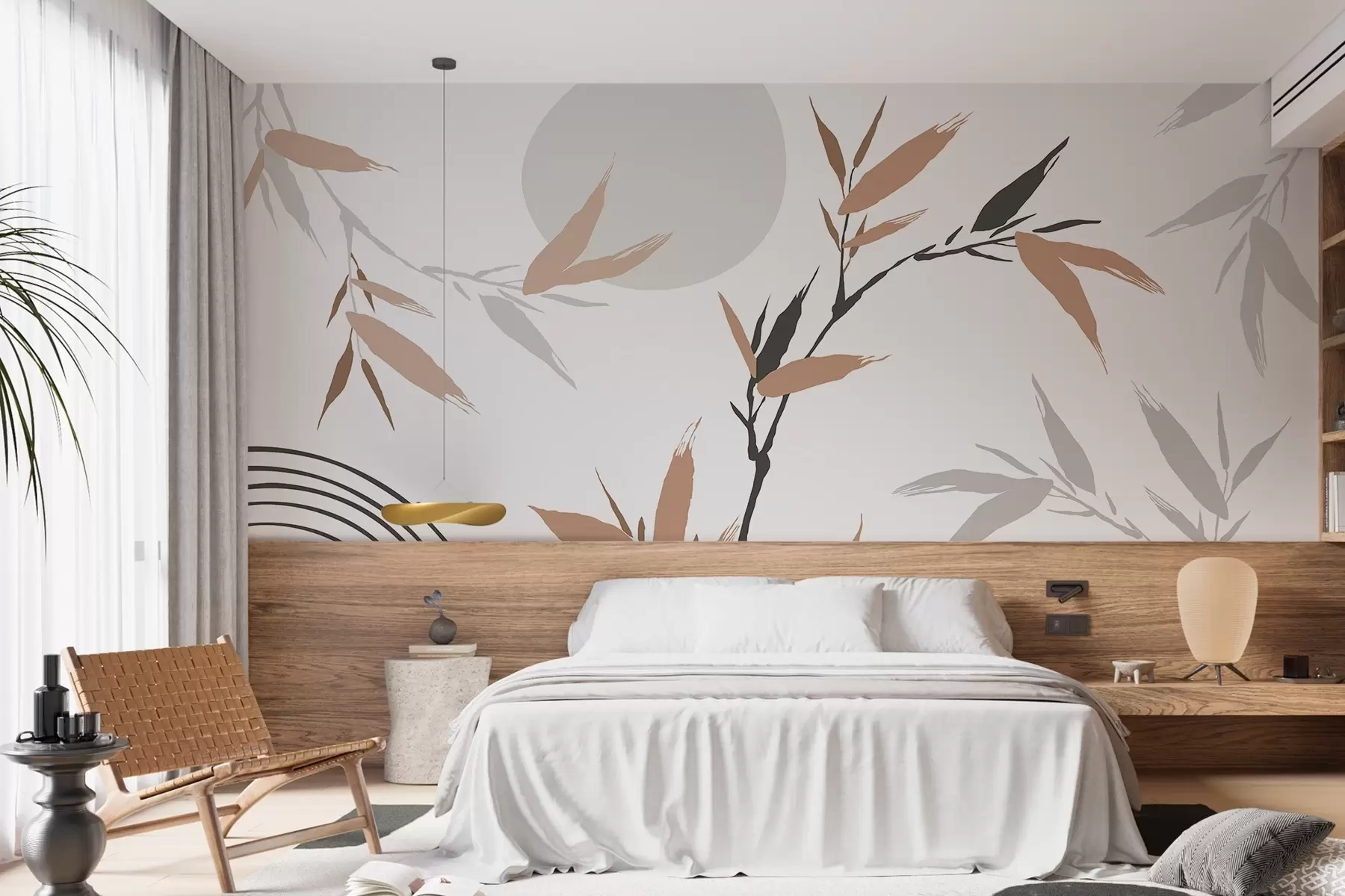 murais de parede Galho abstrato com folhas w05398