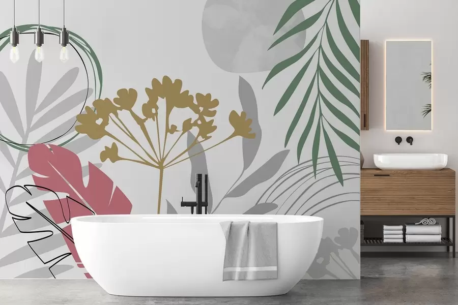 murais de parede Abstração com plantas w05400v1