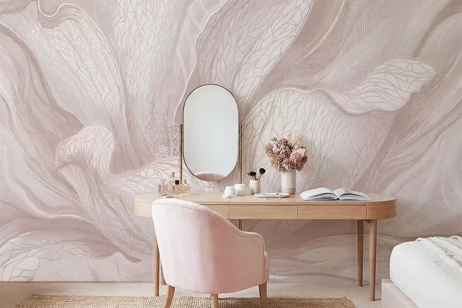 murais de parede Flor abstrata em tons de bege claro w05119