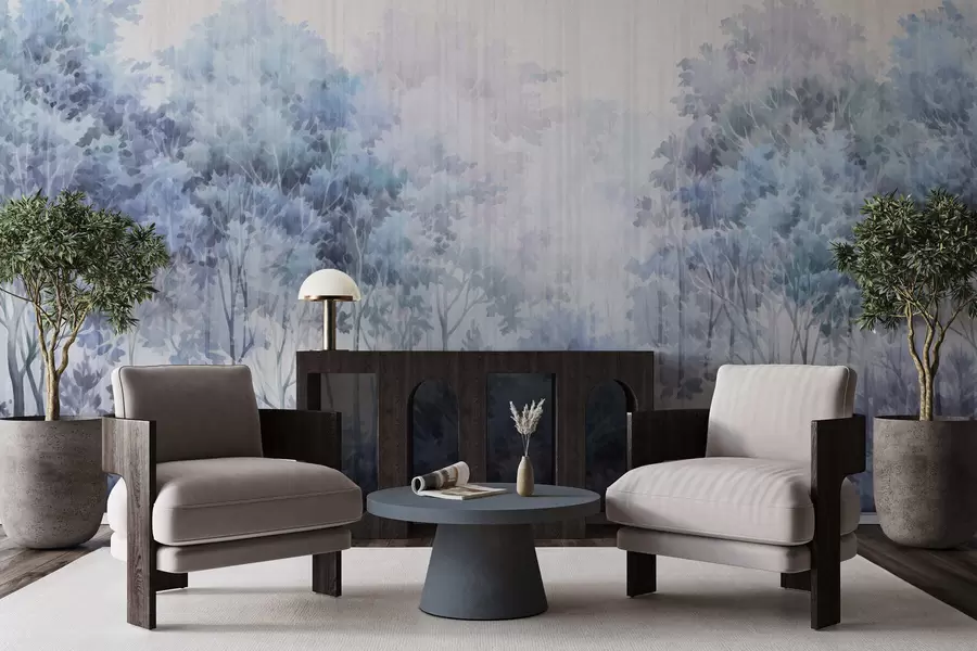 murais de parede Floresta frondosa e linhas w05442v1