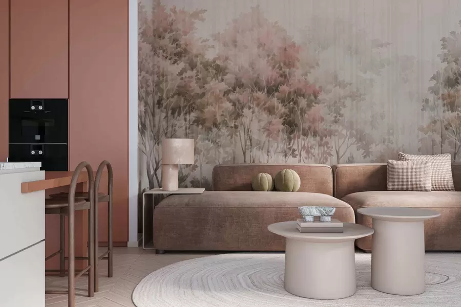 murais de parede Floresta frondosa e linhas w05442v2