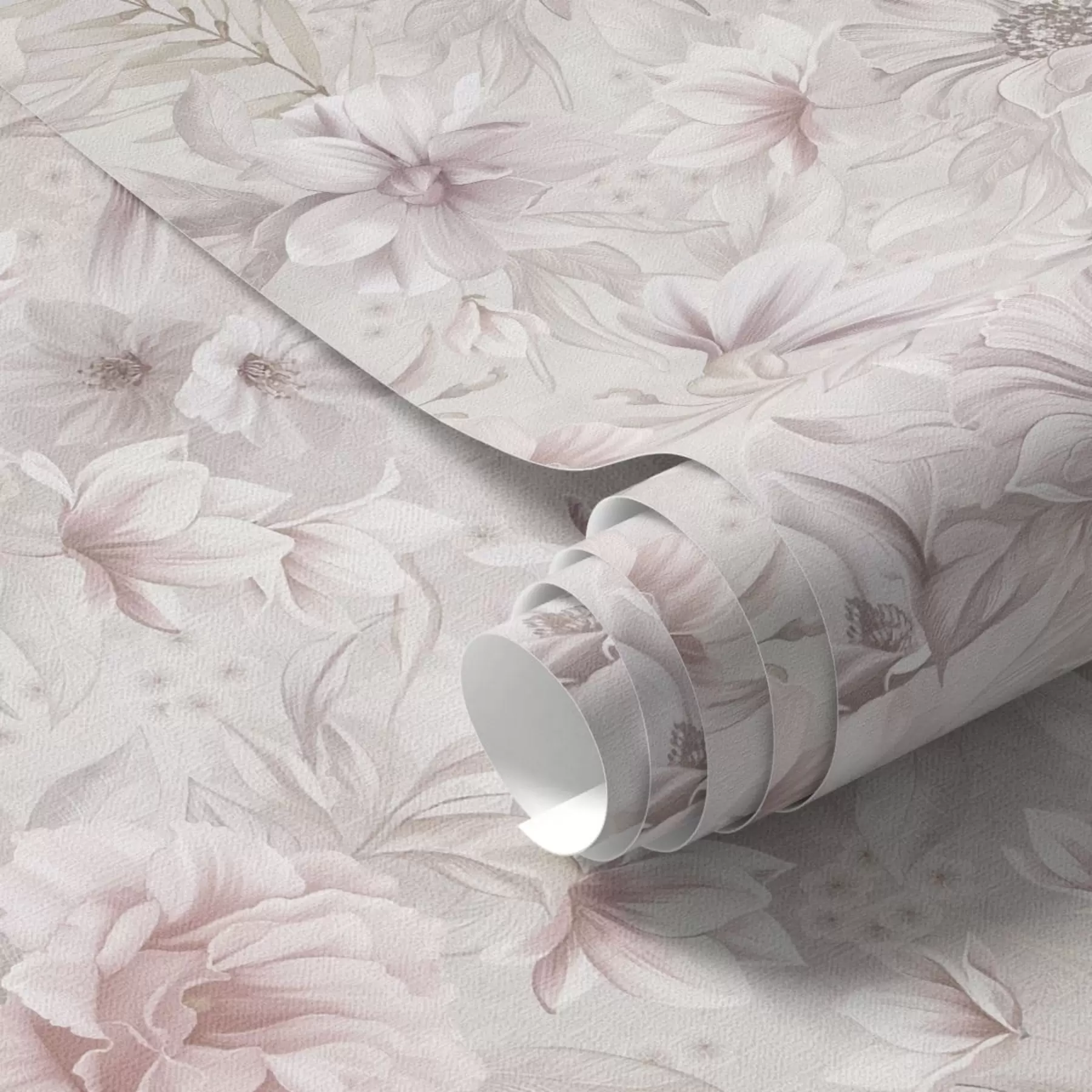 murais de parede Padrão claro com flores grandes e delicadas a01133