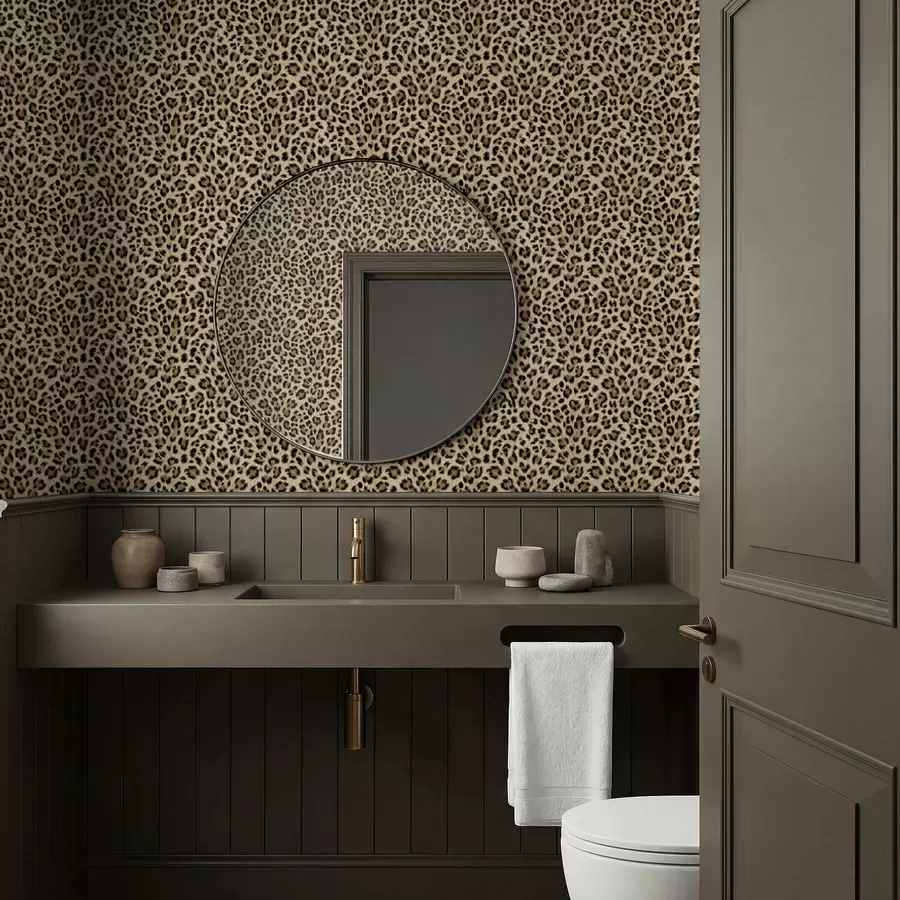 murais de parede Padrão de leopardo com manchas sobre fundo claro a01151