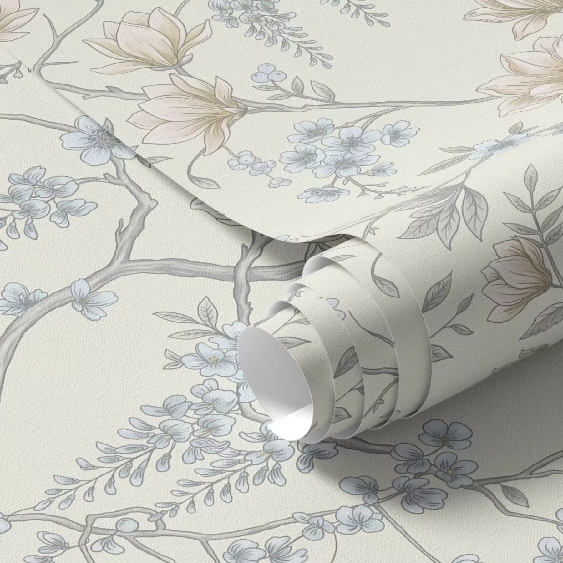 murais de parede Padrão floral delicado com galhos e flores a01159