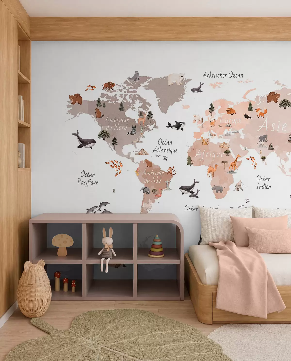murais de parede Mapa de fauna bege em francês c00009frv3