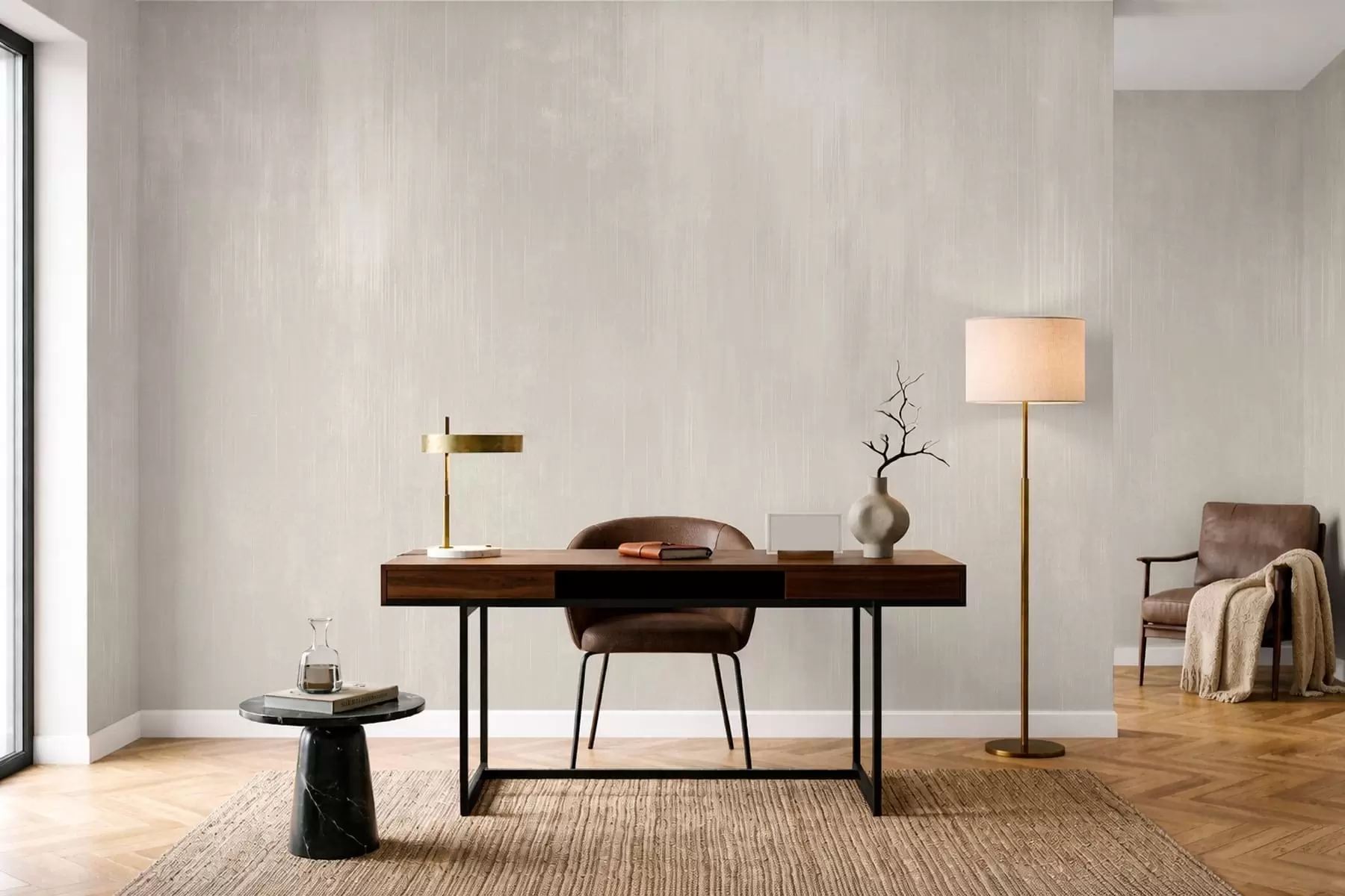 murais de parede Fundo bege claro com uma textura vertical sutil w05121