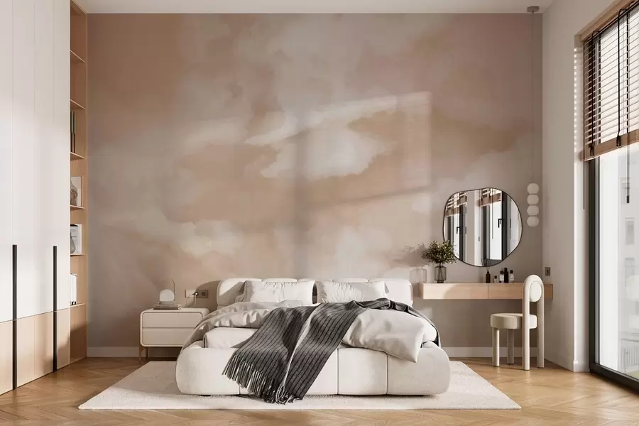 murais de parede Fundo suave e difuso em tons quentes de bege w05426