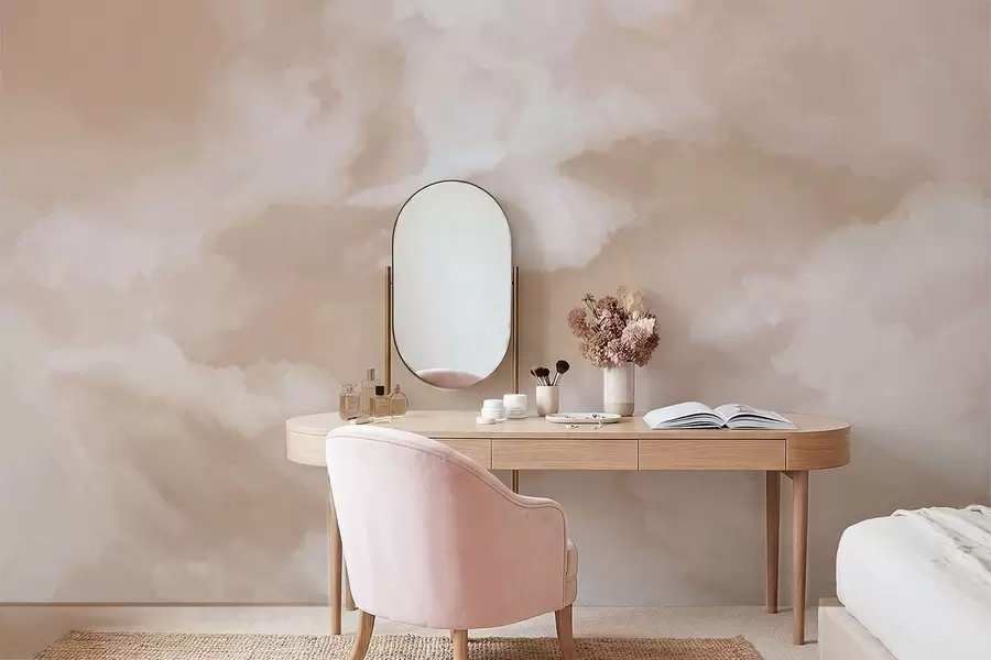 murais de parede Fundo suave e difuso em tons quentes de bege w05426
