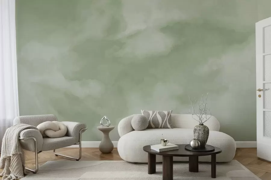 murais de parede Fundo suave e nebuloso em tons suaves de verde w05426v2