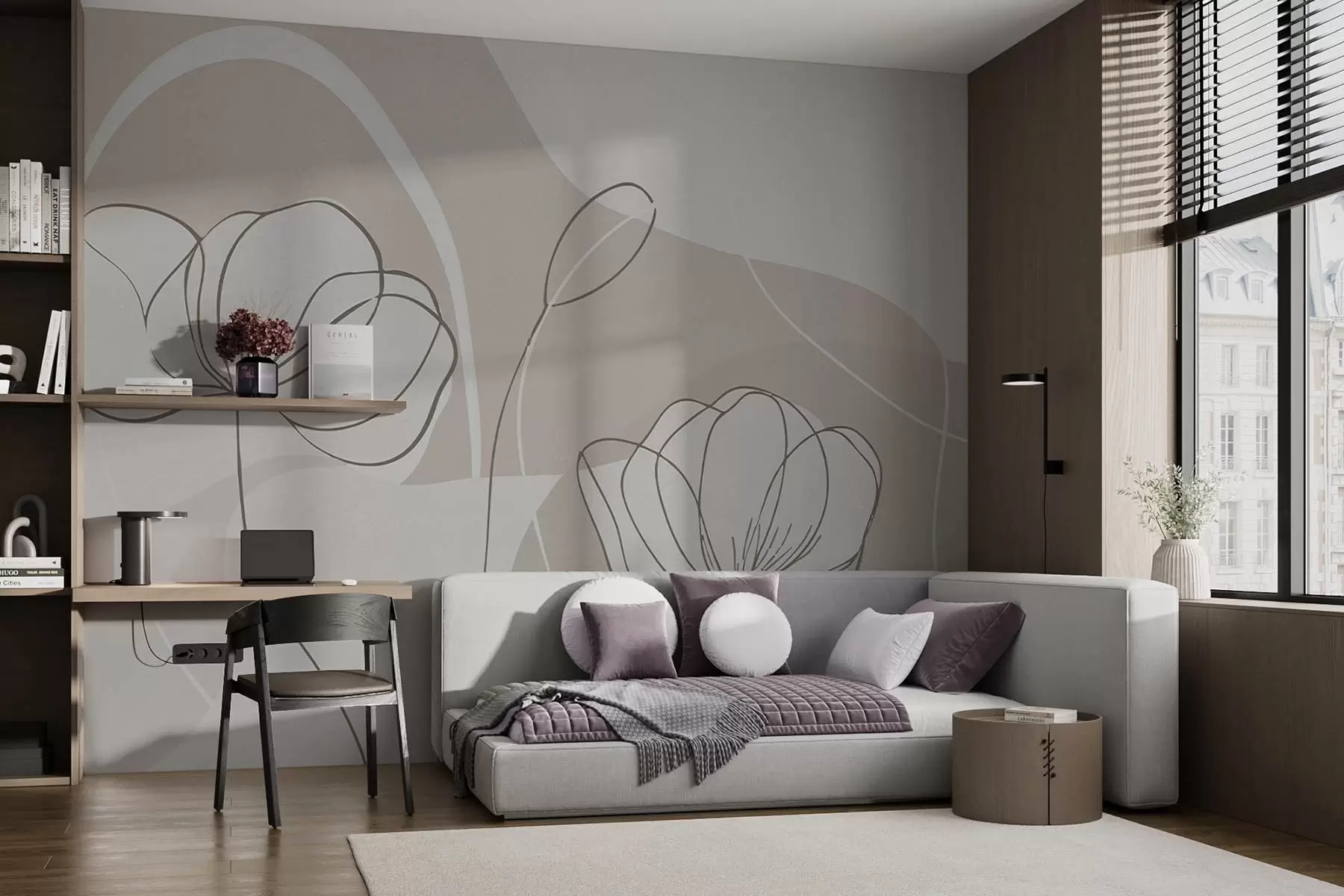 murais de parede Flores minimalistas w09779