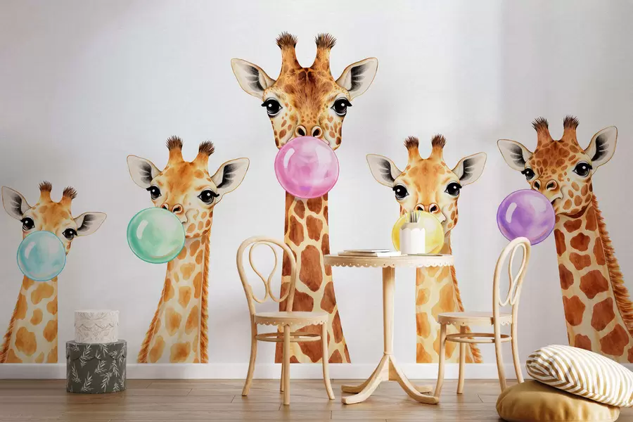 murais de parede Girafas com chiclete w05492