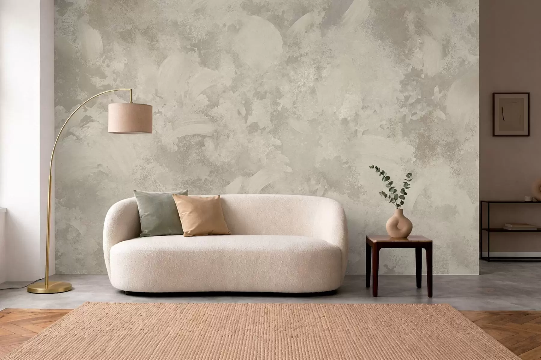 murais de parede Textura de pincel abstrata minimalista em tons de bege w05160