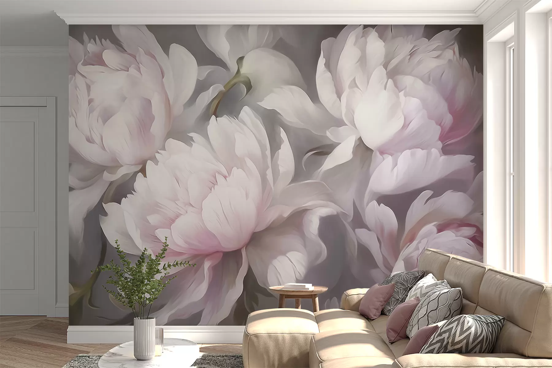 murais de parede Flores em tons pastéis w09760