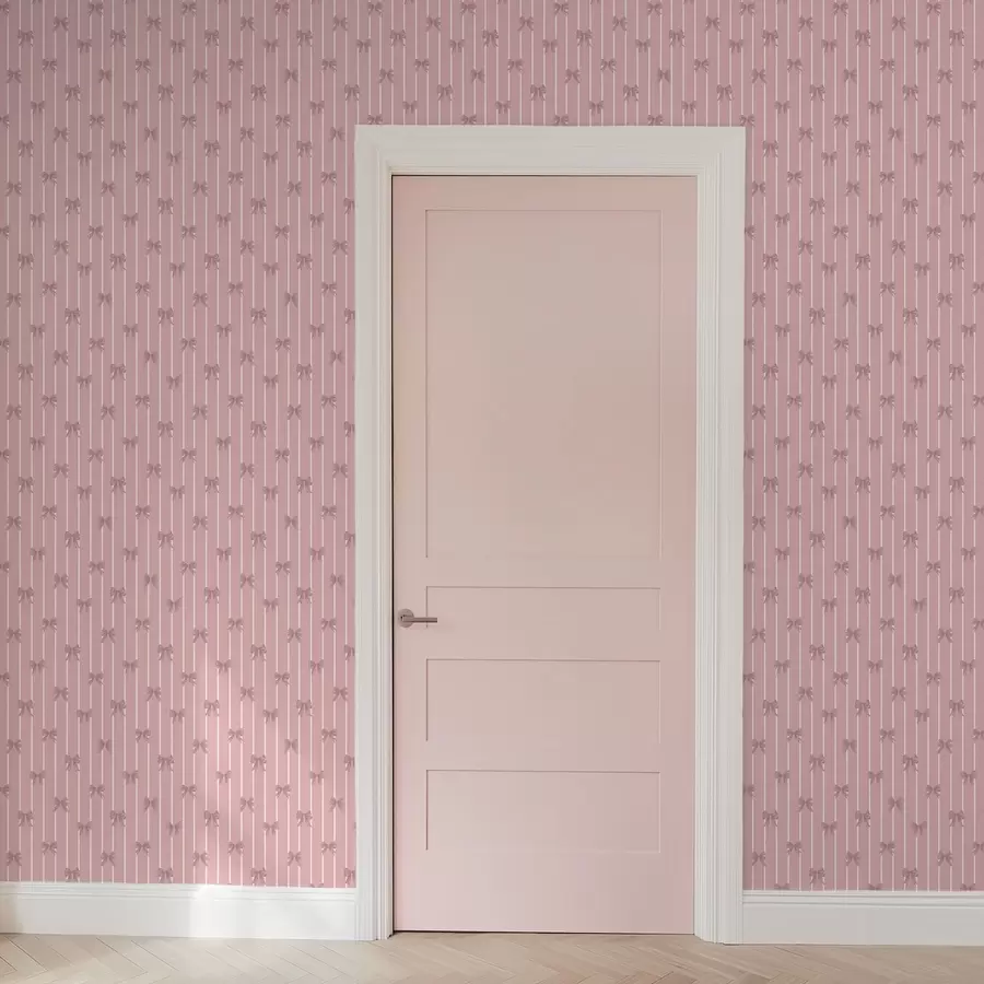 murais de parede Pequenos laços cor-de-rosa sobre um fundo listrado de rosa a01076v1