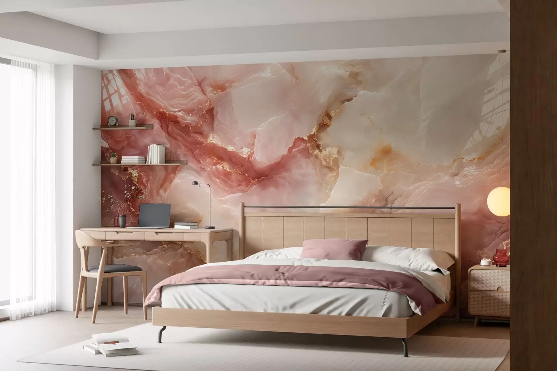 murais de parede Imitacão de mármore rosa w05519