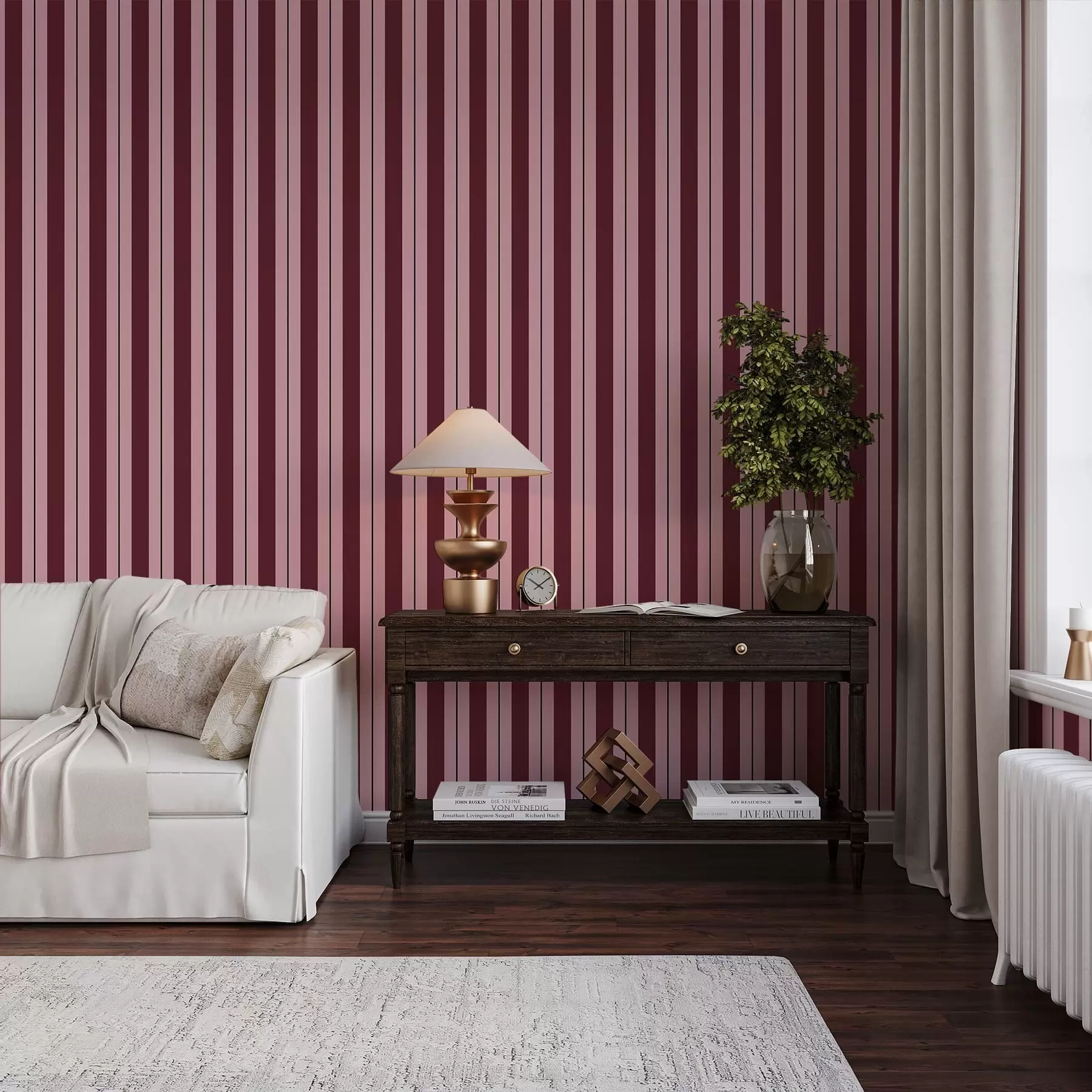 murais de parede Listras vermelhas e rosa com linhas contrastantes a01183v2