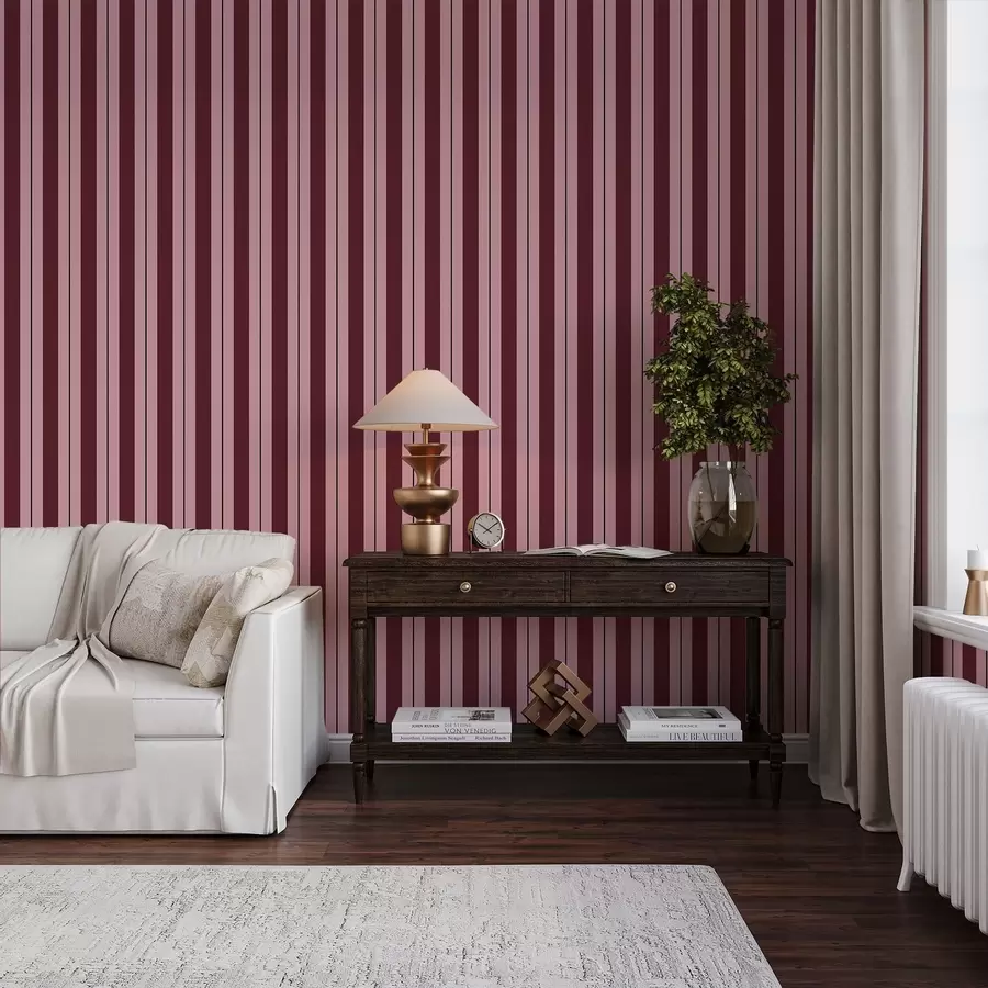 murais de parede Listras vermelhas e rosa com linhas contrastantes a01183v2