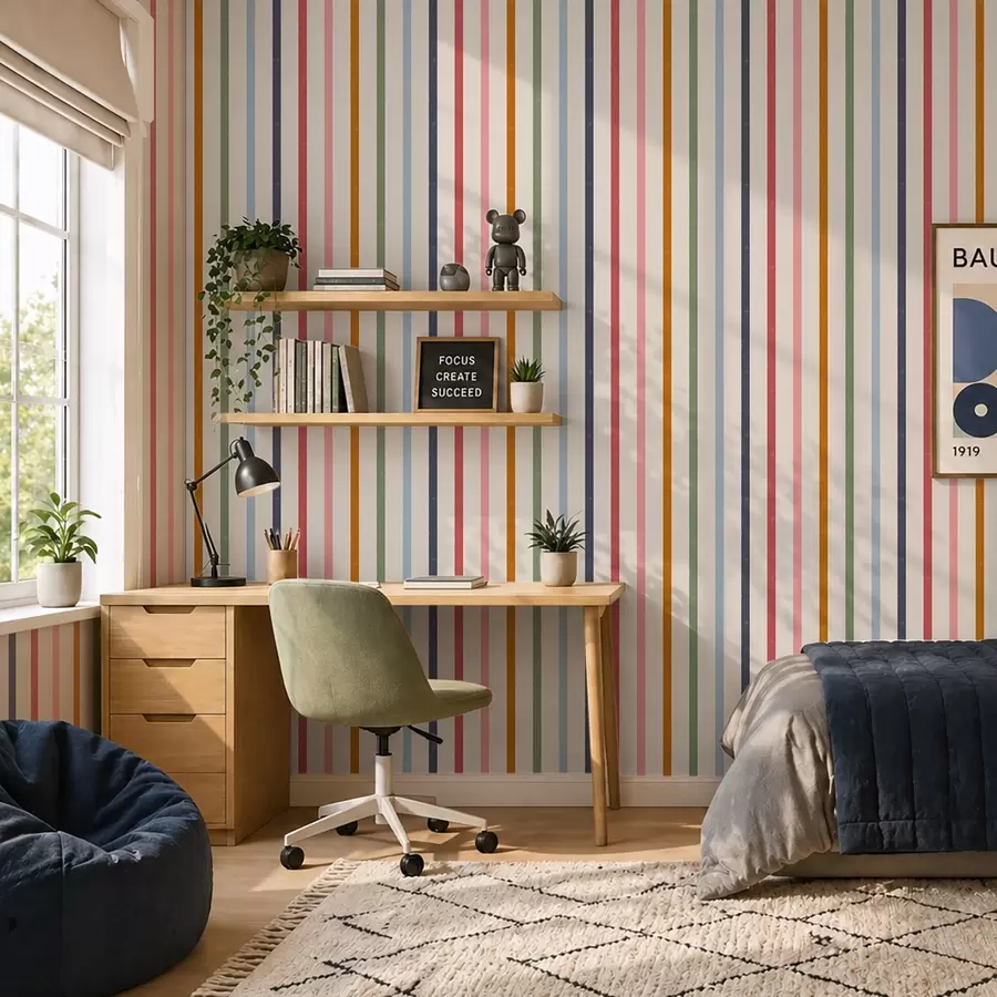 murais de parede Listras multicoloridas brilhantes sobre fundo claro a01184