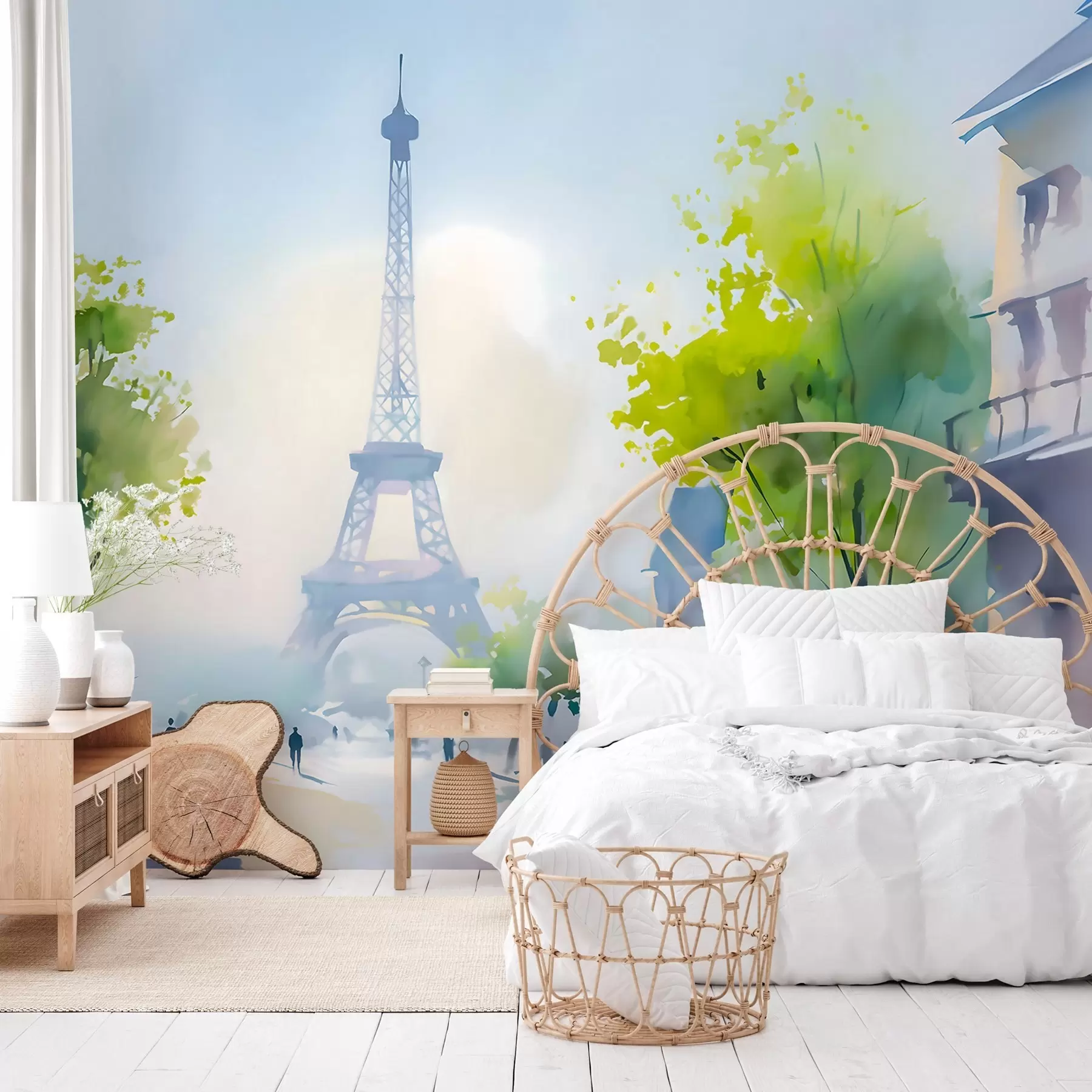 murais de parede Paris, uma paisagem urbana em aquarela à la prima w05566