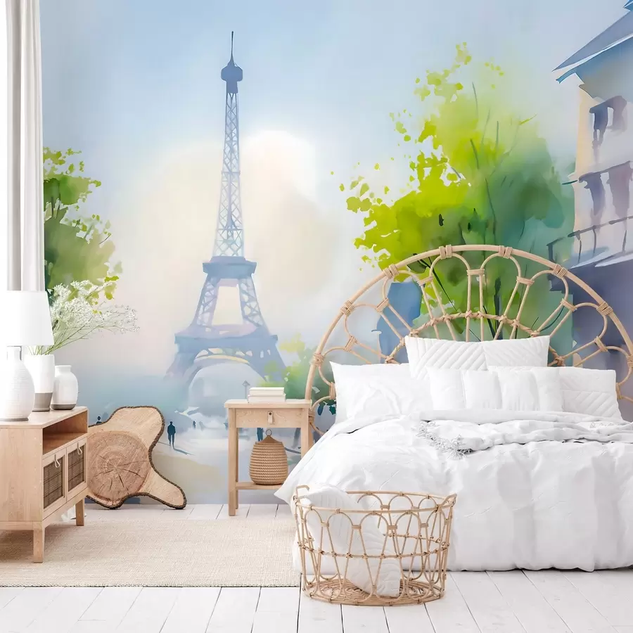 murais de parede Paris, uma paisagem urbana em aquarela à la prima w05566