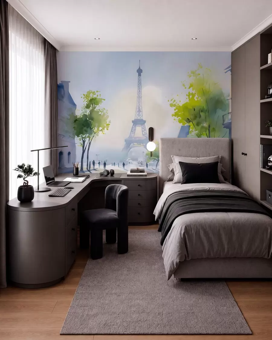 murais de parede Paris, uma paisagem urbana em aquarela à la prima w05566