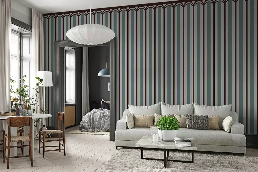 murais de parede Ornamento vertical em tons de azul e marrom w05610v5