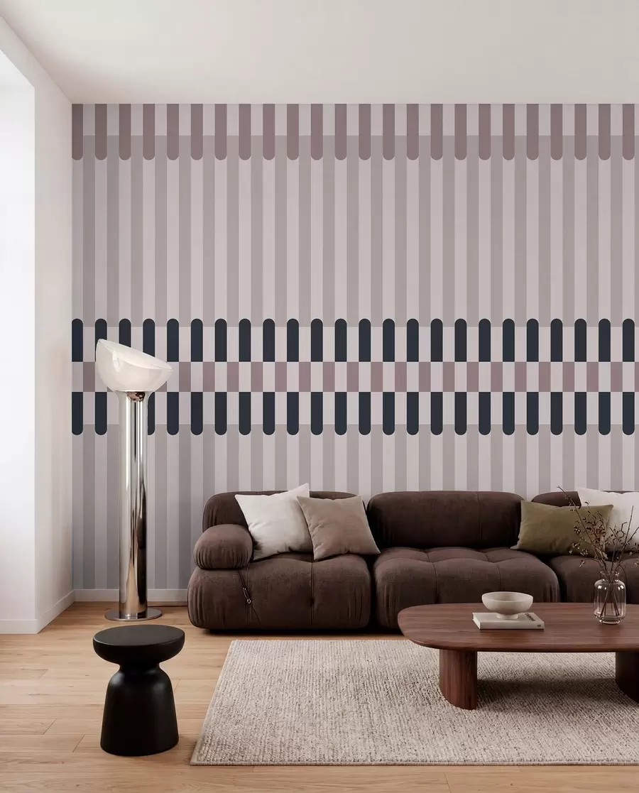 murais de parede Padrão listrado em tons de creme e azul escuro w05150v2