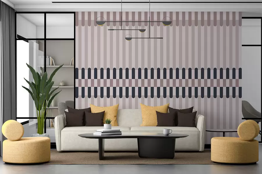murais de parede Padrão listrado em tons de creme e azul escuro w05150v2