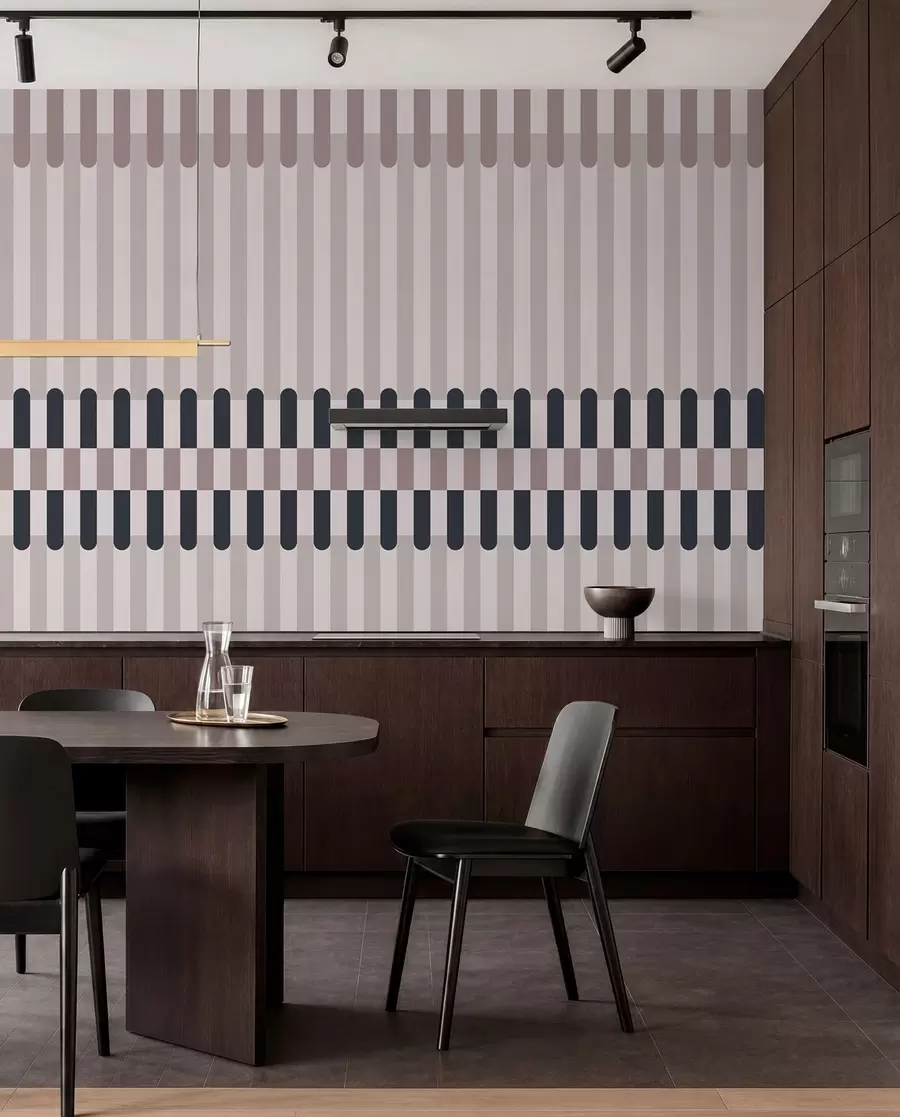 murais de parede Padrão listrado em tons de creme e azul escuro w05150v2