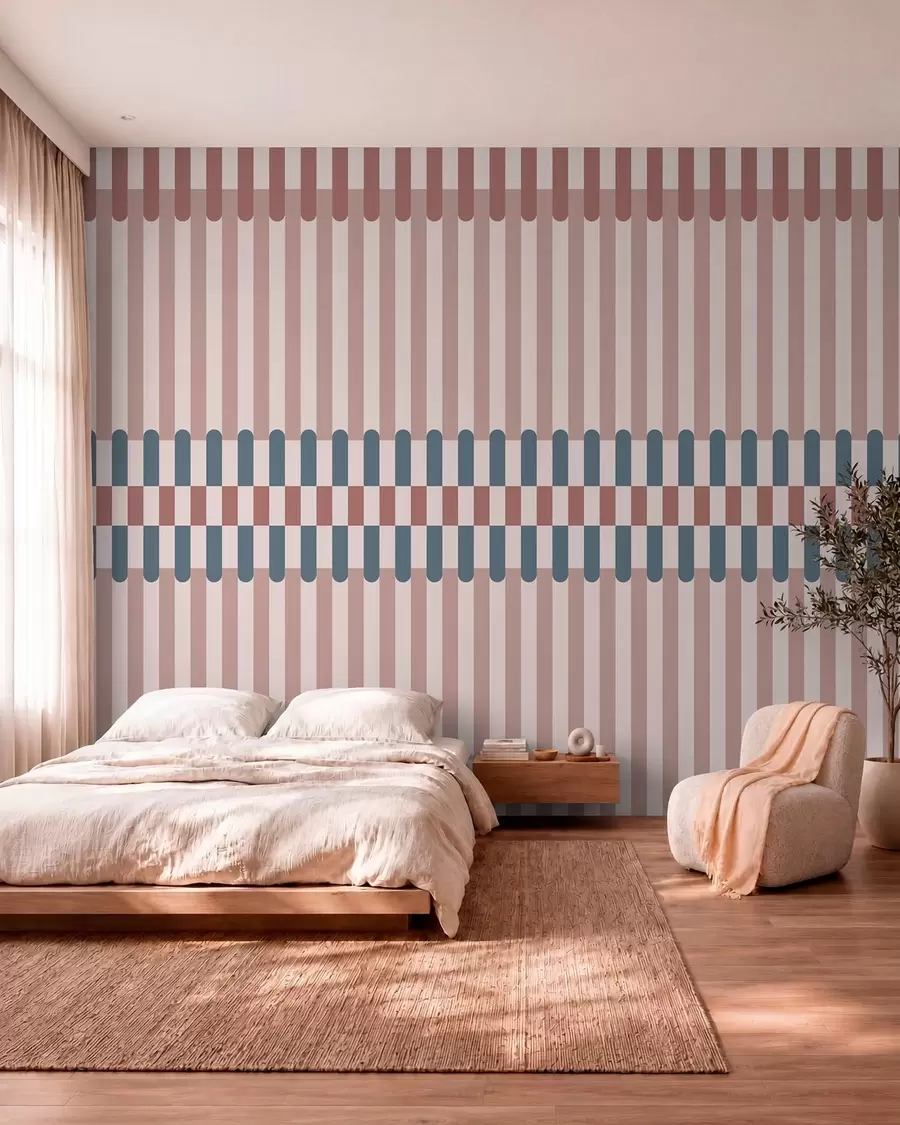 murais de parede Padrão listrado em tons de rosa e azul w05150v5