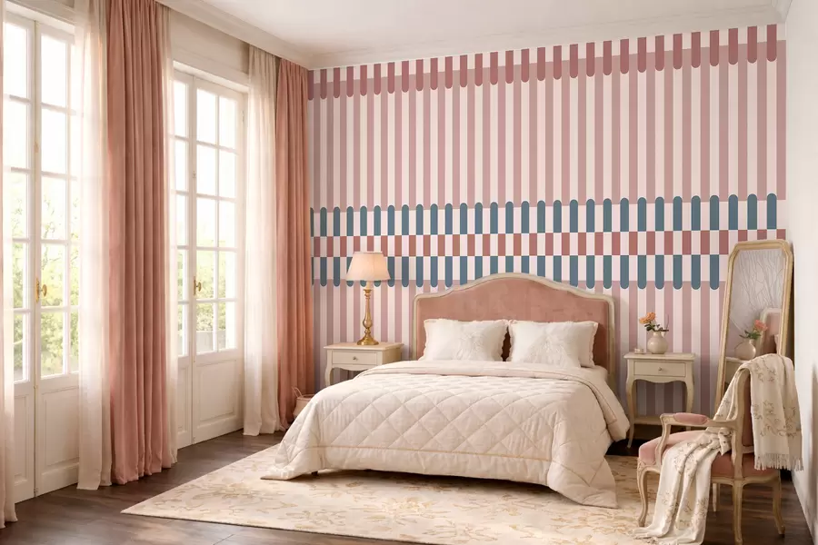 murais de parede Padrão listrado em tons de rosa e azul w05150v5