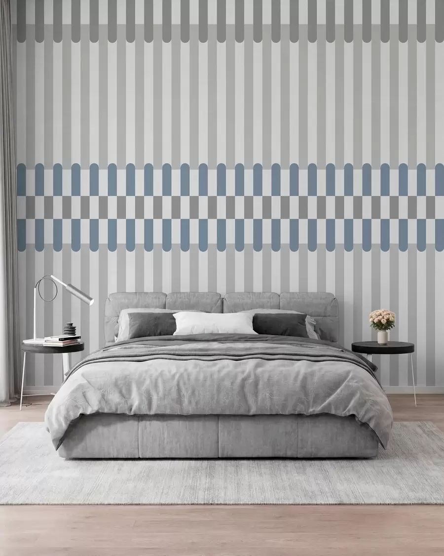 murais de parede Padrão listrado em tons de cinza e azul w05150v6