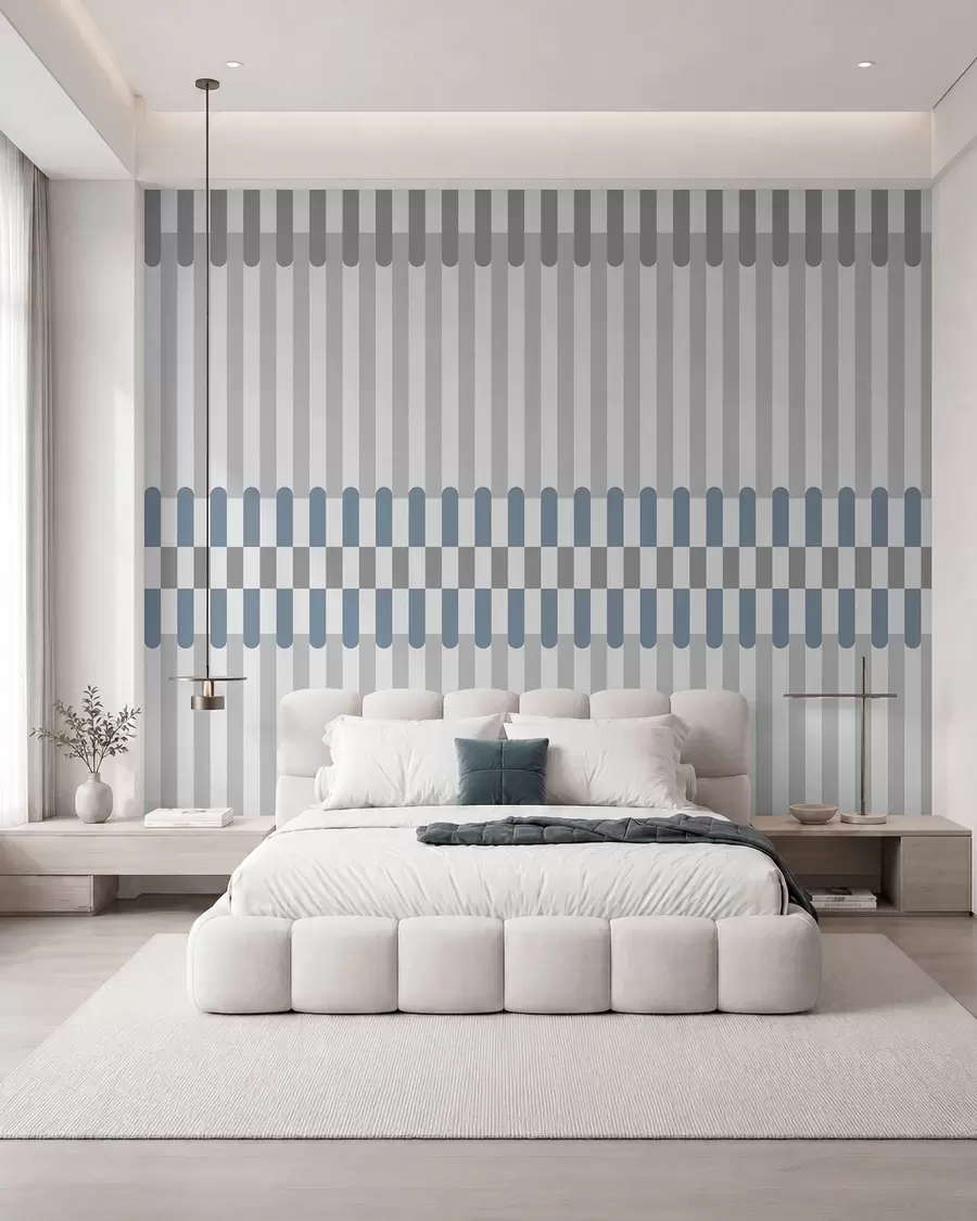 murais de parede Padrão listrado em tons de cinza e azul w05150v6