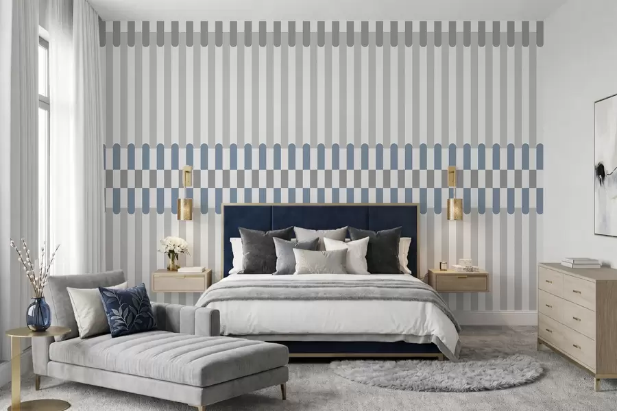 murais de parede Padrão listrado em tons de cinza e azul w05150v6