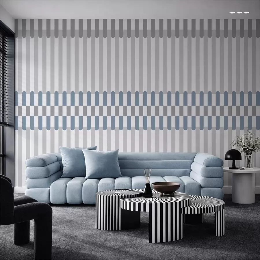 murais de parede Padrão listrado em tons de cinza e azul w05150v6