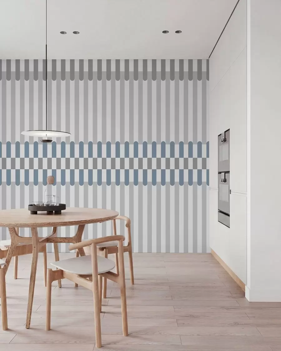 murais de parede Padrão listrado em tons de cinza e azul w05150v6