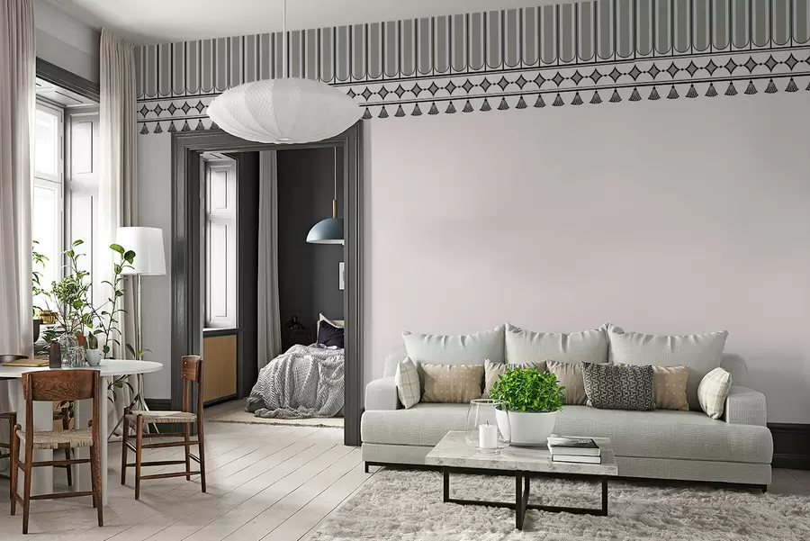 murais de parede Borda decorativa em tons de verde e cinza w05151v2