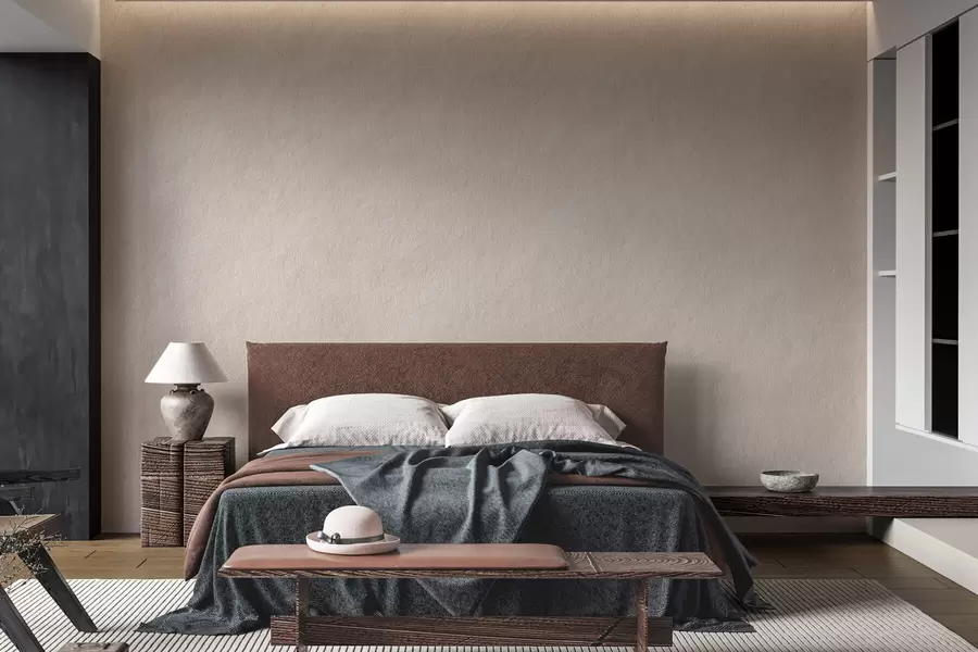 murais de parede Fundo bege claro com efeito de gesso decorativo, estilo minimalista, textura de pedra w09800