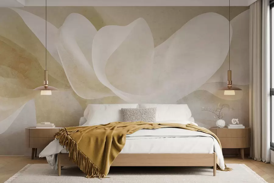murais de parede Pétalas abstratas em tons pastéis com camadas suaves e translúcidas em estilo aquarela w05603