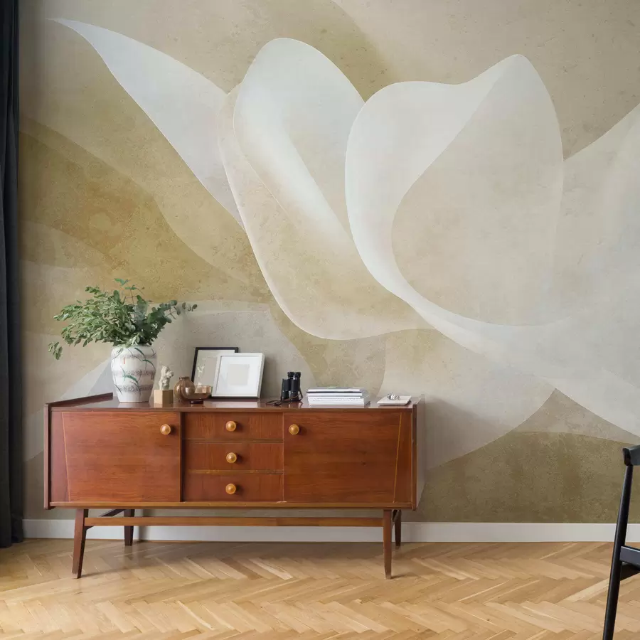 murais de parede Pétalas abstratas em tons pastéis com camadas suaves e translúcidas em estilo aquarela w05603