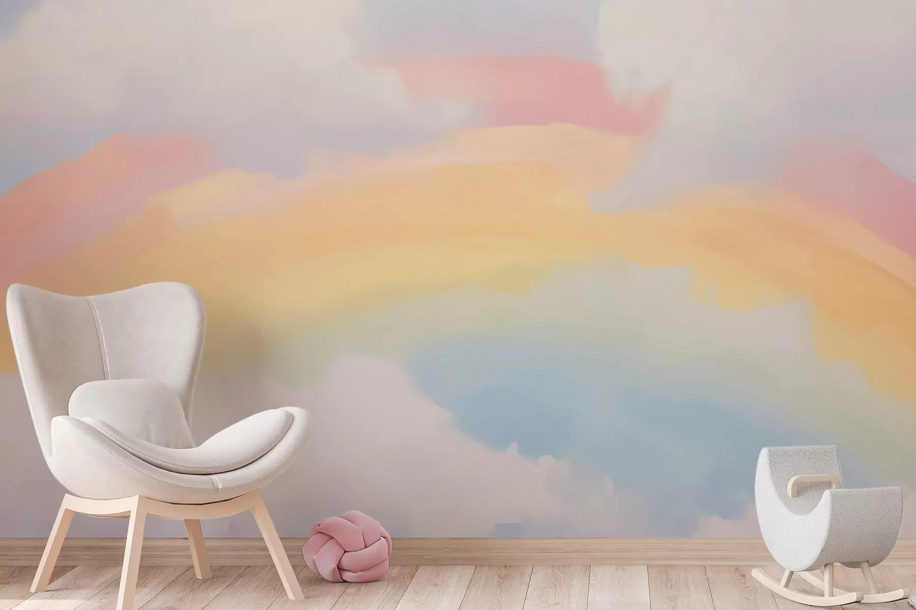 murais de parede Arco-íris abstrato entre as nuvens: imitação de pintura w05592