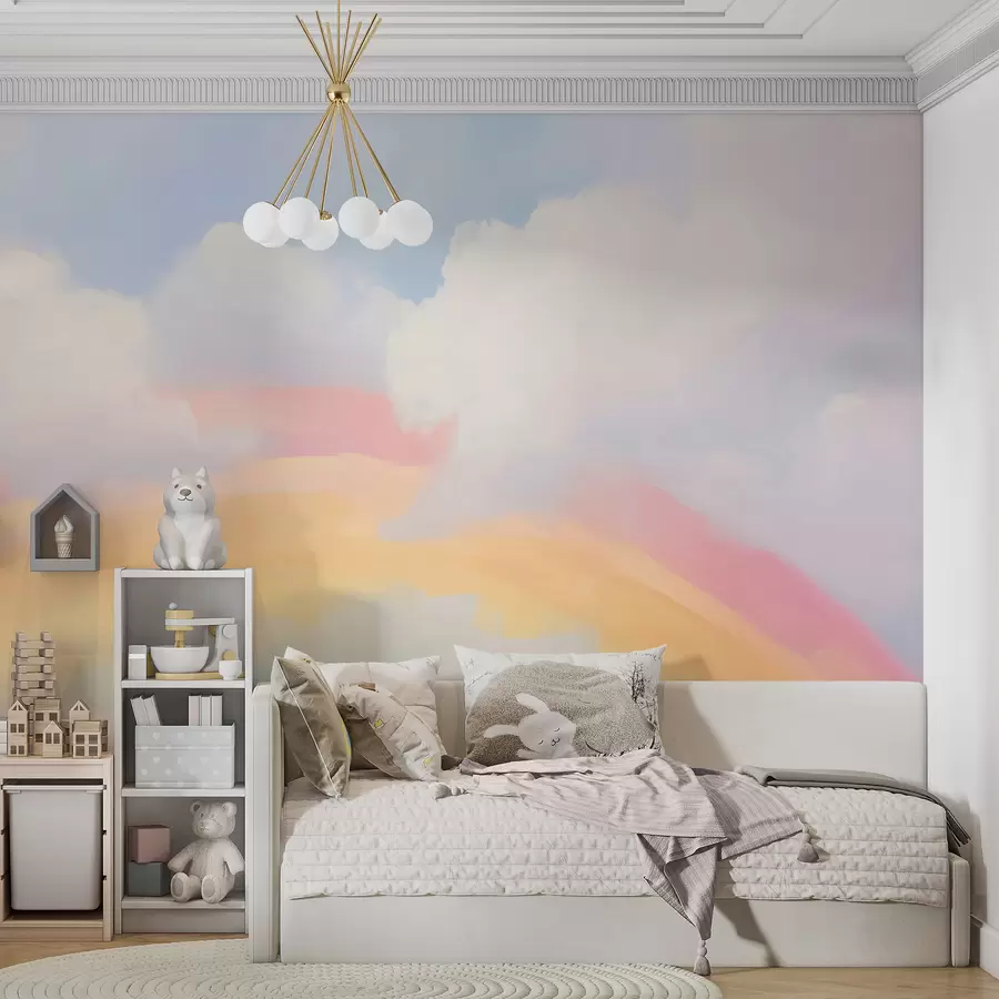 murais de parede Arco-íris abstrato entre as nuvens: imitação de pintura w05592