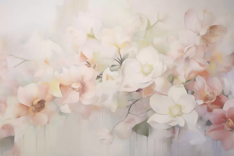 murais de parede Delicadas flores abstratas com efeito de pintura w05594