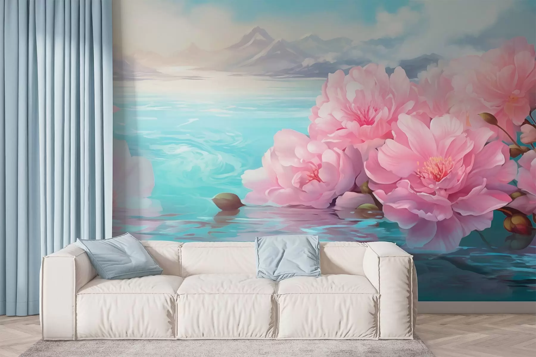 murais de parede Um lago com flores w05621