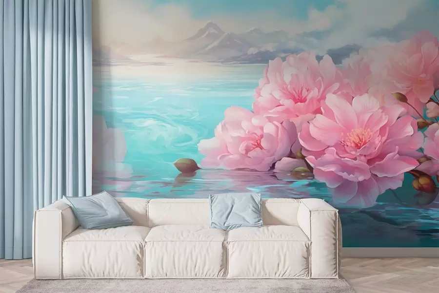 murais de parede Um lago com flores w05621